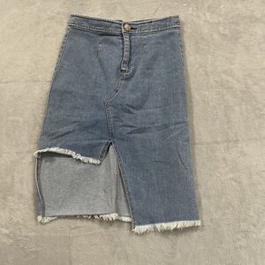 R. G. KANE Raw Denim Cutout Skirt Jean‎ Women’s 4 Dusty Blue Summer